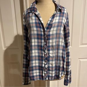 Bella Dahl Size Large Plaid Button Down Shirt